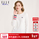 ELLE ACTIVE 純棉柔軟舒適長(cháng)袖T恤女裝初秋時(shí)尚氣質(zhì)袖口撞色百搭圓領(lǐng)打底衫女 白色【建議拍大一碼】 M