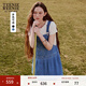 Teenie Weenie小熊女裝復古連衣裙夏季丹寧牛仔背帶裙子短裙潮 淺藍色 M