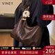 viney牛皮斜挎包包女包大容量托特包通勤生日三八38女神節禮物老婆 【咖色】3.8節送媽媽高檔實(shí)用品牌單肩大包 時(shí)尚輕奢百搭休閑洋氣腋下包