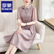 羅蒙（ROMON）媽媽夏裝中老年高檔連衣裙女夏季2024新款洋氣質(zhì)高貴裙子收腰顯瘦 藕色 XL （建議110斤以下）