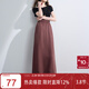 三彩2025夏季新款高腰半身裙復古小黑裙顯瘦直筒裙長(cháng)裙垂感M