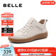百麗（Belle）休閑舒適高幫鞋女商場(chǎng)同款真皮深口板鞋B8N1DDM4 米白 37 (235mm)