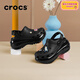 卡駱馳（CROCS）洞洞鞋女鞋夏季新款運動(dòng)拖鞋厚底光輪Clog透氣高跟鞋涼鞋女 207988-001/光輪/黑色 36-37 (220mm)