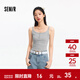 森馬（Semir）陳都靈|背心女短款顯瘦上衣2025夏季新款簡(jiǎn)約風(fēng)亨利領(lǐng)緊身吊帶 中花灰00510 M