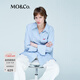 MO&Co.襯衫春高支高密棉質(zhì)條紋寬松長(cháng)袖航海系MBE1SHTT08 藍白條色 S 160