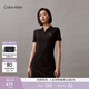Calvin KleinJeans夏季女士氣質(zhì)休閑通勤ck字母修身顯瘦V字領(lǐng)POLO裙連衣裙 BEH-太空黑 L
