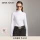 MISS SIXTY針織衫上衣女半高領(lǐng)刺繡彈力修身顯瘦簡(jiǎn)約打底衫毛衣 白色 L