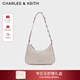 CHARLES&KEITH拉鏈簡(jiǎn)約通勤輕便鏈條腋下包生日新年禮物送女友CK2-20271604 Shell Grey貝殼灰（新色） S