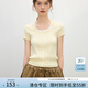 范思藍恩少女絞花針織衫女夏季2025假兩件拼接花邊領(lǐng)套頭上衣2202 奶酪黃 S