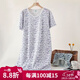 AB內衣夏季薄款舒適透氣純棉全棉印花短袖連衣裙睡衣寬松大碼家居服 白底晨露 4XL(180/110) 建議160-175斤