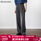 Olrain歐芮兒新款女裝春季磨毛通勤直筒西褲高腰垂感通勤休閑褲 灰色 M 160/68A/M