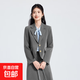 輕職場(chǎng)正裝女套裝大學(xué)生教資面試穿搭小個(gè)子西裝職業(yè)裝西服外套裙 灰色外套+2108#藍襯衫+半身裙 L