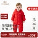 英氏（YEEHOO）嬰幼兒連體衣2025冬季男女寶寶連帽長(cháng)袖加厚保暖羽絨哈衣超韌絨 新年紅 80 cm （建議9-18個(gè)月）