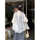 RANGWU襯衫女2026年新款洋氣襯衣長(cháng)袖上衣白色防曬夏季寬松開(kāi)衫外套慵懶 米白色仿亞麻襯衫 均碼 【建議85-125斤】