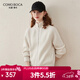 科蒙博卡秋冬半高領(lǐng)羊毛衫女 加厚開(kāi)衫毛衣外穿針織外套 云白色 L