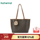 熱風(fēng)（Hotwind）春秋新款女士托特單肩包老花手提包大容量休閑通勤包包 131黑棕 F