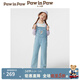 PawinPaw【冰芙美】卡通小熊童裝25年春夏新款女童寬松牛仔背帶褲 Indigo牛仔藍色/55 150