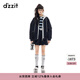 DZZIT地素假兩件棉服春秋學(xué)院風(fēng)可拆連帽休閑外套女3J3H2691T 深藍色 S