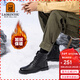 老人頭（LAORENTOU）馬丁靴男加絨棉鞋秋冬季保暖男士雪地靴頭層牛皮短靴 LA33 黑42