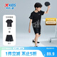 特步（XTEP）兒童夏季吸濕速干套裝國潮印花兩件套 純正黑 160