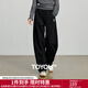 初語(yǔ)簡(jiǎn)約風(fēng)棉質(zhì)休閑褲女2025秋新款綠絨蒿繡花分割衛衣褲長(cháng)褲褲子 黑色 XL