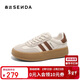 森達德訓鞋女拼接戶(hù)外運動(dòng)厚底休閑小白板鞋SUY01AM5 米色杏 37