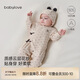 babylove新生兒連體衣春秋季純棉和尚服洋氣初生嬰兒系帶哈衣護肚秋裝