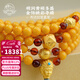 布達拉宮蜜蠟手串108顆佛珠串珠足金六字真言黃金三通念珠男女士款手鏈 蜜蠟血珀108珠串