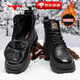 公牛世家馬丁靴秋冬季新款牛皮英倫風(fēng)大頭皮鞋男士休閑高幫復古工裝靴子男 黑色【加絨款棉鞋】GN123101775 42 （運動(dòng)碼）