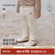 babylove寶寶打底褲秋冬季保暖加絨褲純色百搭褲子寶寶彈力休閑褲 米白 90