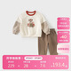 戴維貝拉兒童針織長(cháng)褲套裝秋裝男童長(cháng)袖T恤褲子兩件套