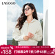LAGOGO連帽蝙蝠袖通勤衛衣女拉谷谷2025年春季新款簡(jiǎn)約休閑上衣 米白色 XL