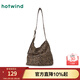 熱風(fēng)（Hotwind）女包豹紋帆布包秋季新款女士帥氣時(shí)尚歐美復古大容量磁扣單肩包 02棕色 F