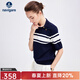 Navigare意大利小帆船斜襟翻領(lǐng)短袖T恤女士25夏季新款時(shí)尚通勤條紋POLO衫 海軍藍 L