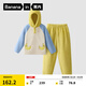 蕉內（Bananain）絨絨505H兒童睡衣男女童珊瑚絨連帽長(cháng)袖長(cháng)褲秋冬季加厚家居服套裝 藍黃拼色 110