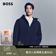 雨果博斯BOSS 男士冬季人字紋飾邊連帽棉服 404-深藍色 L (50)