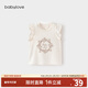 babylove【清倉】女寶寶無(wú)袖t恤夏季山茶莫代爾棉背心小飛袖上衣甜美夏裝 桃杏色 90