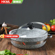 HKML天然石鍋拌飯石鍋魚(yú)石板料理石鍋菜專(zhuān)用鍋耐高溫石鍋帶蓋酒店商用 直徑18厘米帶蓋子 1ml