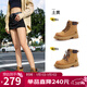 駱駝（CAMEL）【山越】工裝靴女新潮厚底馬丁靴 L25W076018A 土黃(磨砂皮) 36