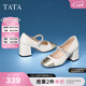 他她（TATA）高跟瑪麗珍鞋法式單鞋女新款銀色小香風(fēng)女款7YA07AQ4 米白/金色 37