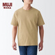 MUJI 男式 粗棉線(xiàn) 天竺編織 短袖T恤 打底衫男款 純棉全棉 ABA18A2S 淺米色 XS 160/80A
