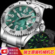 野狼新款瑞士全自動(dòng)機械芯綠水鬼王手表男士機械表夜光潛水男腕表V5.3 孔雀石綠