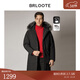 Brloote/巴魯特冬季加厚鵝絨服男中長(cháng)款連帽羽絨服真毛領(lǐng)保暖外套 黑色 180/100A