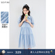 詩(shī)凡黎萊賽爾連衣裙2024夏新款法式氣質(zhì)高級泡泡袖多巴胺公主裙女 淺藍 S 155/80A