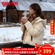 鴨鴨（YAYA）羽絨服女士短款2025年冬季新款時(shí)尚復古格子拼接保暖厚面包服外套 米白色 S /155【推薦80-110斤】