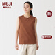 MUJI 女式 天竺編織 無(wú)袖T恤 上衣打底衫女款 26年春夏新品 BB2RLA6S 磚紅色 XL (165/92A)