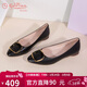 金利來(lái)（Goldlion）女鞋淺口一腳蹬尖頭平底鞋通勤工作單鞋女-66111005301P-黑色-38
