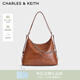 CHARLES&KEITH26春新品大容量鏈條單肩托特包雙肩包女神節生日禮物CK2-40782798 Distressed Tan復古鞣褐 L