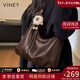 viney牛皮斜挎包包女包大容量托特包通勤生日新年禮物送女友老婆 【咖色】高檔實(shí)用品牌單肩大包 時(shí)尚輕奢百搭休閑洋氣腋下包
