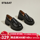 星期六樂(lè )福鞋女小皮鞋單鞋增高復古2025新款春秋百搭氣質(zhì)休閑顯瘦 黑色 38 標準碼